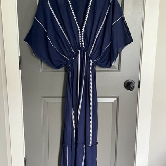 NWT Lemlem Leila Plunge Dress in Nunu Navy, Size Medium - Picture 5 of 9